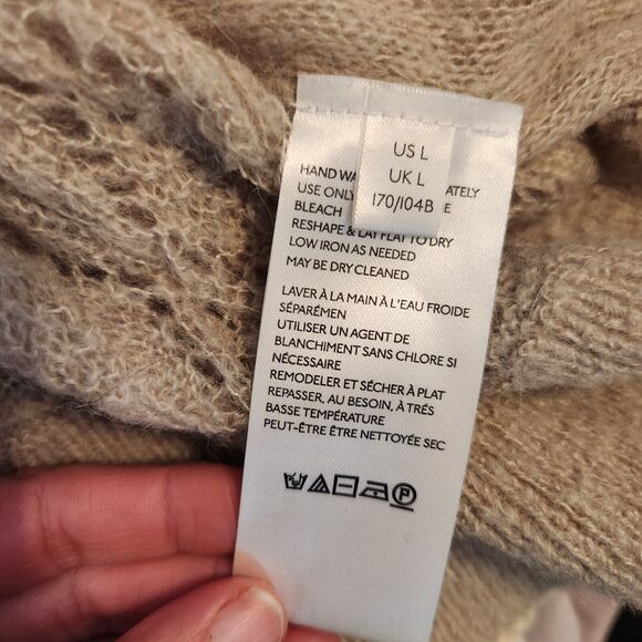 Free People Tunic Sweater Size Large Womens Say Hello Open Knit Oversized Beige - Picture 10 of 12